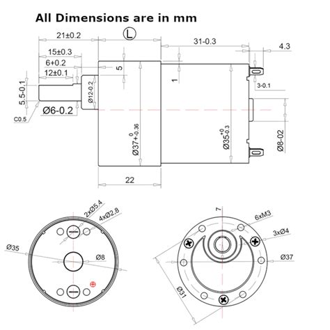 Probots PB37-3530 DC12V 35 RPM Reduction Motor Buy Online India
