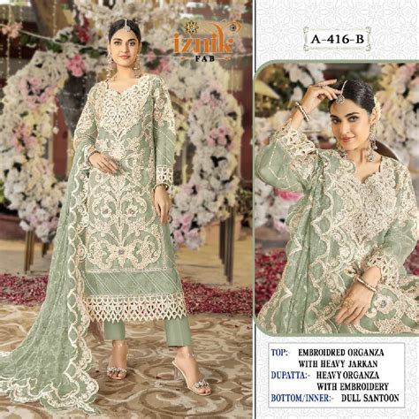 IZNIK FAB D.NO 416 WHOLESALE ORGANZA EMBROIDERED PAKISTANI HIT DESIGN ...
