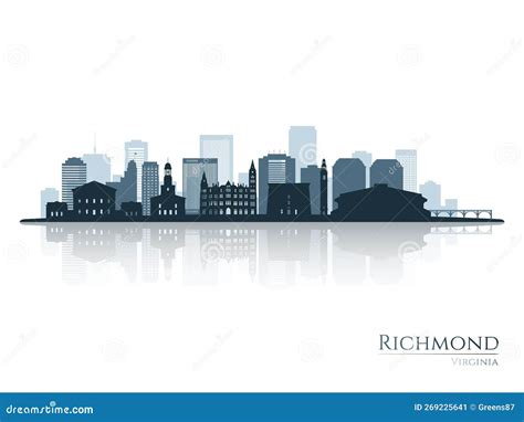Richmond Skyline Silhouette with Reflection. Stock Vector - Illustration of high, scraper: 269225641