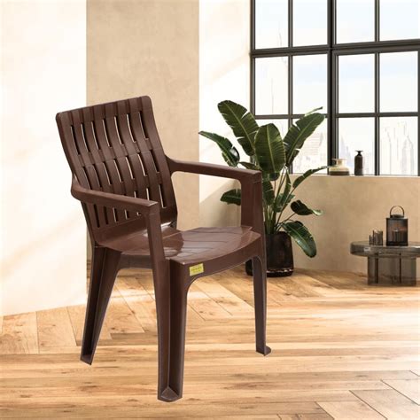 Patiofy Plastic Chair With Arm Rest - Set of 1 for Home, Living Room ...