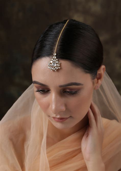 Izra Sterling Silver Classic Monochrome Semi-Moissanite Maangtika ...