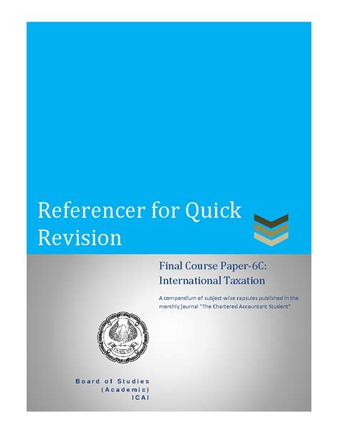 6C Quick Revision: International Taxation Summary Notes for May/Nov ...