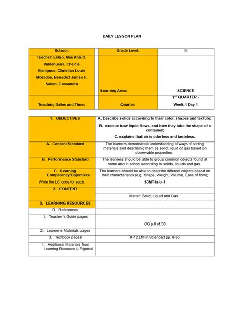 Image result for Lesson Plan for New Curriculum for Basic Science