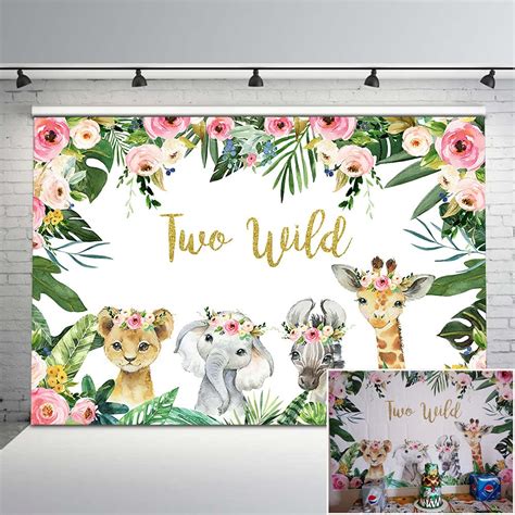 Buy Avezano Girl Two Wild Backdrop Jungle Safari Animals 2nd Birthday ...