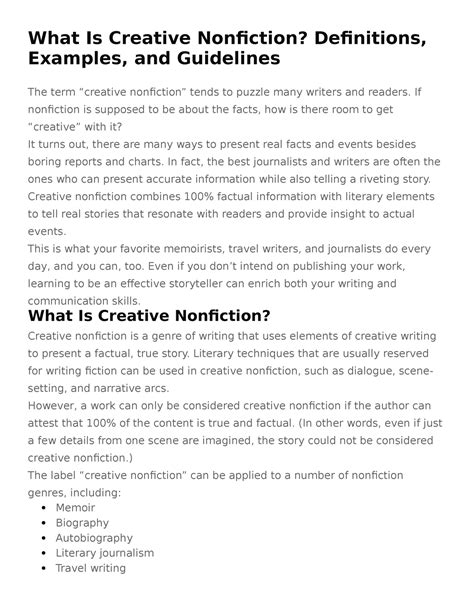 Creative Non Fiction Reviewer - What Is Creative Nonfiction ...