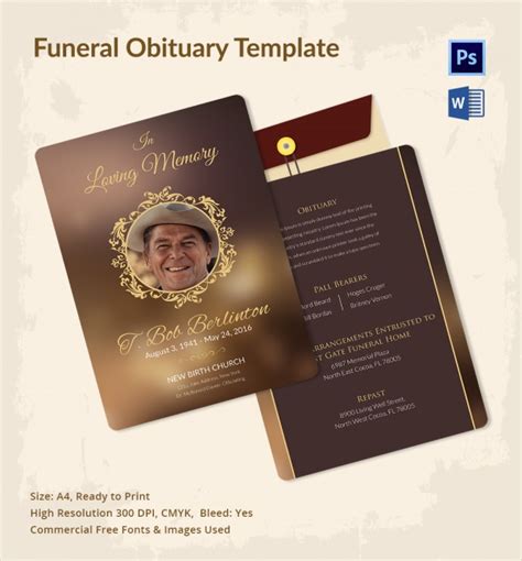 FREE 11+ Sample Funeral Obituary Templates in PDF | PSD | MS Word