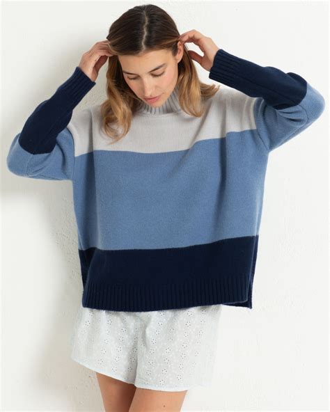 Colour Block Cashmere Funnel Sweater – Baker Miller Pink