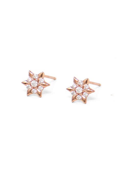 Flower With A Edge Rose Gold Plated Sterling Silver Stud Earrings | 925 ...