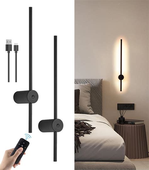 Battery Operated Wall Lights Indoor, USB-C Rechargeable Wall Light with Remote Control, 60CM ...
