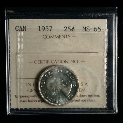 1957 Twenty-five Cents, ICCS MS-65