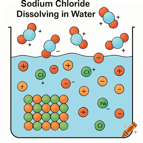 Sodium chloride dissolving in water particulate model on Craiyon