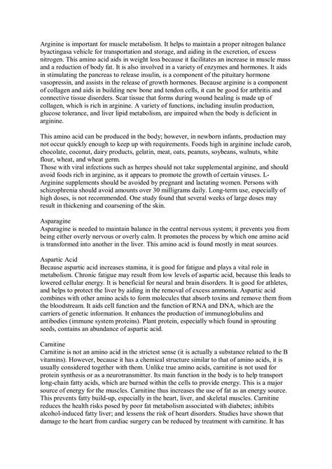 Amino Acid Functions | PDF