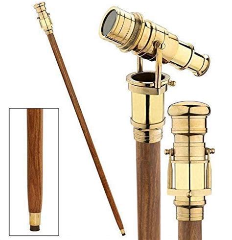 Antique Collection Walking (Hiking) Stick with Brass Telescope : Amazon ...