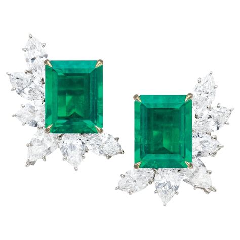 GIA and IGI Certified 7 Carat Vivid Green Emerald and Marquise Diamonds ...