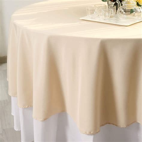 90" Polyester Round Tablecloth Wedding Party Table Linens - Beige ...