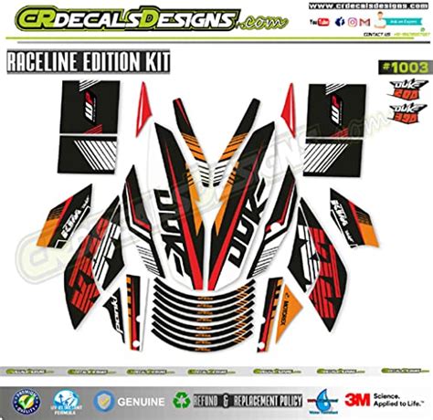CR DECALS DESIGNS® KTM Duke 125/200/390 Old Model Raceline Decal Kit ...