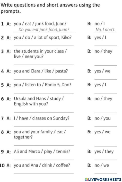 Present Simple Questions Exercises 的图像结果