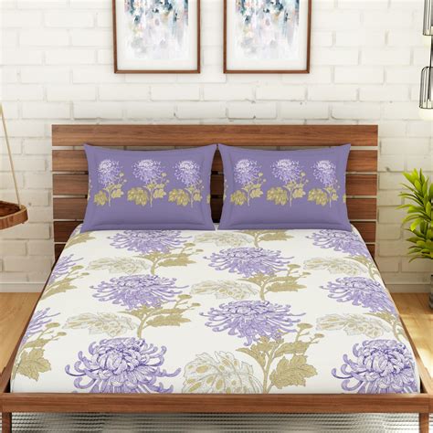 Buy SPACES Atrium Printed 3-Piece Double Bedsheet Set - 2.24 x 2.74 m ...