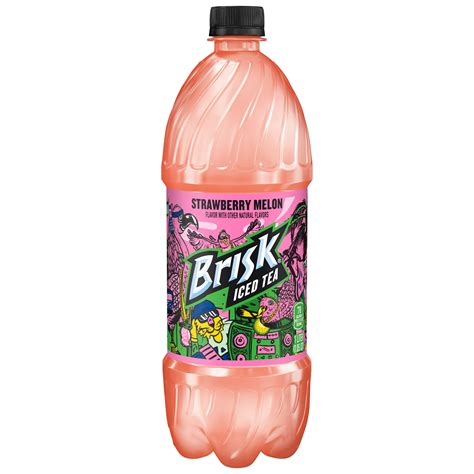 Lipton Brisk Strawberry Melon Iced Tea, Bottled Tea Drink, 1 Liter ...