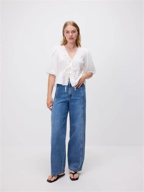 Blugi wide leg cu cusătură Culoare albastru - RESERVED - YR246-50J
