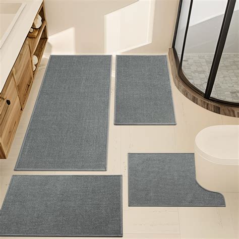 Amazon.com: YIHOUSE Grey Bathroom Rug Sets 4 Piece, Absorbent Bath Mat ...