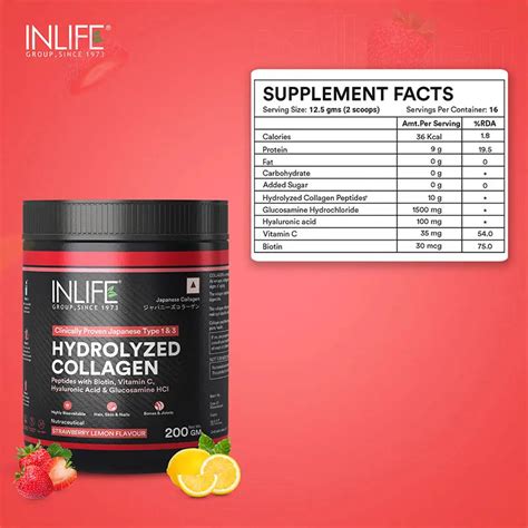 Inlife Hydrolysed Collagen Powder | Marine Collagen Peptides for Skin ...