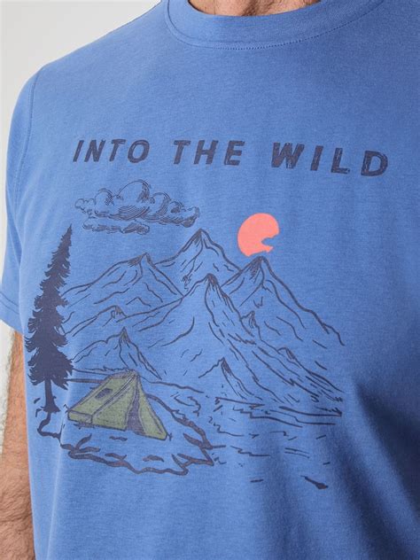 Buy Saltwell Blue Peached Cotton Graphic Print T-Shirt from Next India