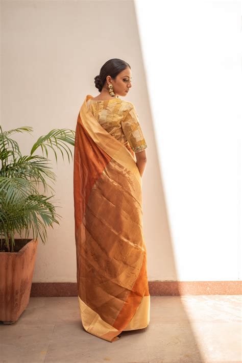 Lopa - Rust Silk Chanderi Saree – Priyanka Raajiv