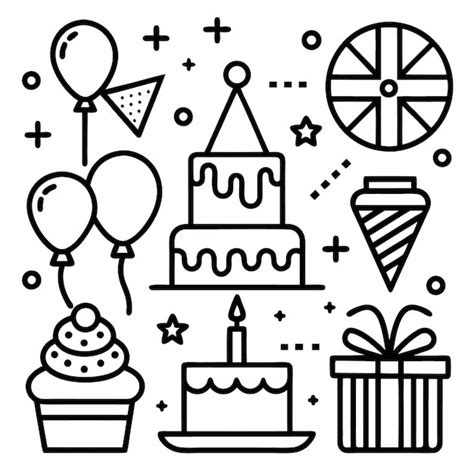 Birthday party icons | Premium AI-generated vector