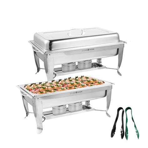 SILVER MOON 2 Pack 9 QT Stainless Steel Chafing Dish Buffet Set ...