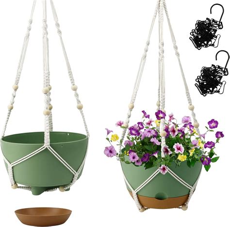 Koalaime Hanging Planter Self Watering 10 Inch, 2 Pack Indoor Outdoor ...