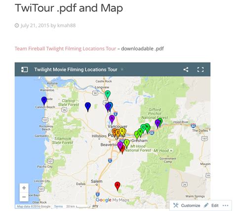 TwiTour .pdf and Map | Filming locations, Twilight movie, Twilight