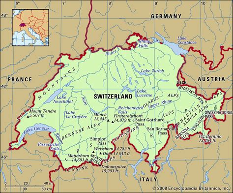 Switzerland Map And Surrounding Countries