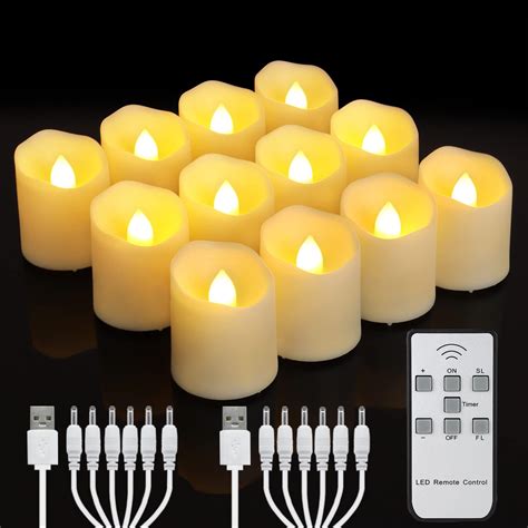 Buy Rechargeable Flameless Tea Lights Candles with Timer & Remote ...