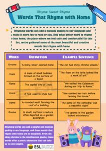 Words that Rhyme with Home to Master English Rhyming - ESLBUZZ