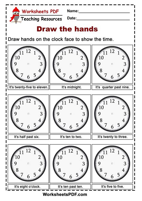 Telling Time Practice Sheets