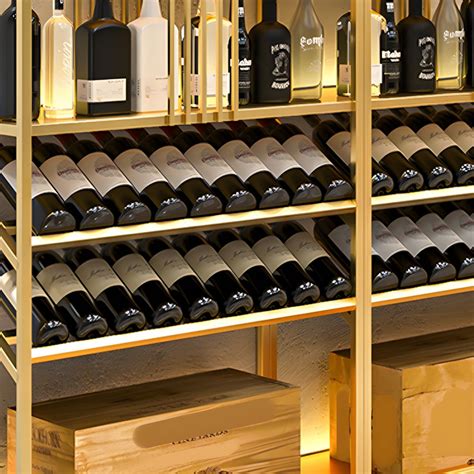 Modern Simple Floor Wine Rack Golden Wine Bottle Rack for Kitchen Wine ...