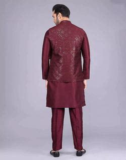 Maroon All Over Heavy Sequence Work Raw Silk Kurta Jacket – South India ...