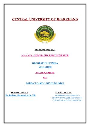 Electoral Geography - #### - CENTRAL UNIVERSITY OF JHARKHAND SESSION ...