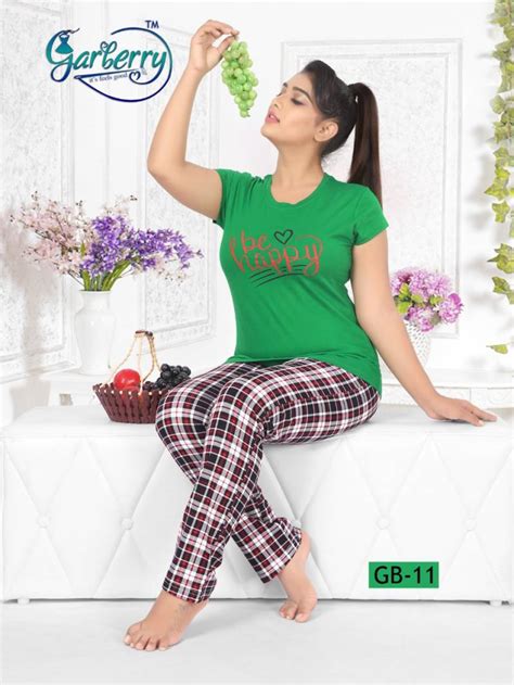 Garberry 2 Pure Cotton Lycra Base Night Suits Collection :textileexport