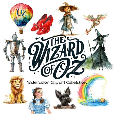The Wonderful Wizard of Oz by L. Frank Baum Watercolor Clipart, 30 High ...