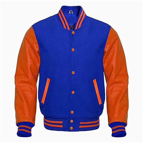 Varsity Wool Letterman Jacket Royal Blue With White Real