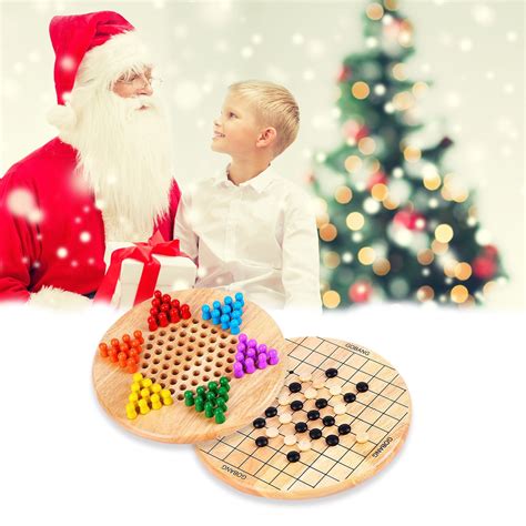 Buy Family Board Game Set, Traditional Wooden 2 in 1 Chinese Checkers ...