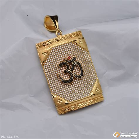 Big OM Diamond Pendant Premium-Grade Quality Gold Plated for Men - Sty ...