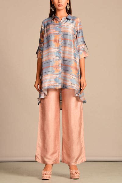 Geometric button down top with pants