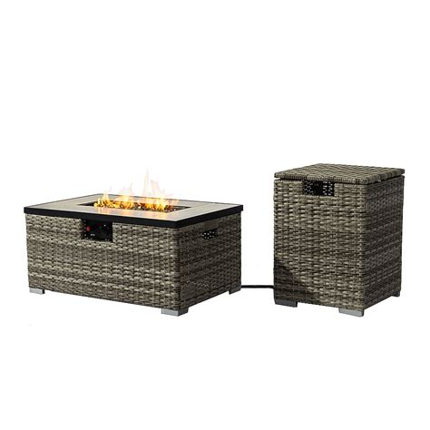 Bybafun 31.5-in W 50000 Maximum BTUs Wicker Rectangle Liquid propane ...