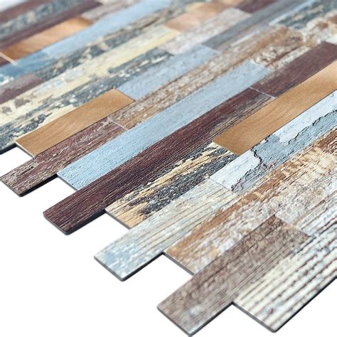 Buy Decopus Metal Tile Peel and Stick Backsplash (LNG Reclaimed Wood ...