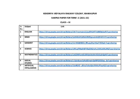 Class IX Sample Paper for Term -2 (2021-22) - KENDRIYA VIDYALAYA ...