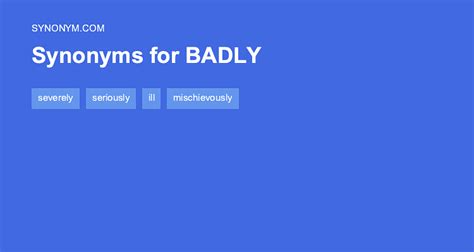 Another word for BADLY > Synonyms & Antonyms