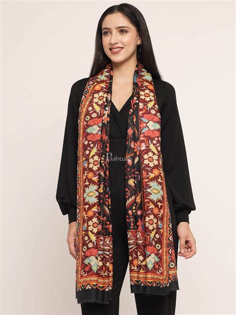 Pashtush womens Bamboo shawl, kalamkari printed design, Multicolour ...